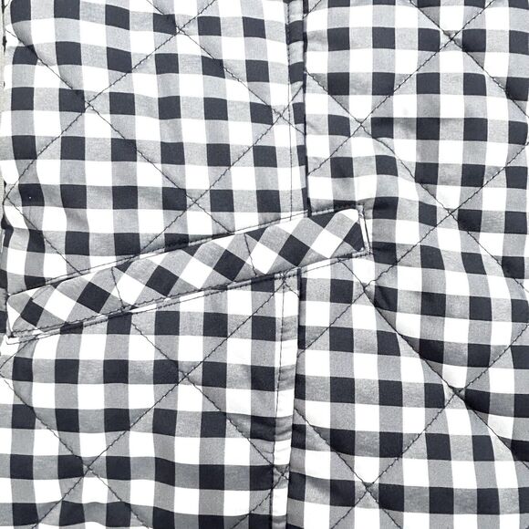 Talbots Vest Women’s L Black White Gingham Plaid Quilted Puffer Western Preppy - Picture 9 of 12